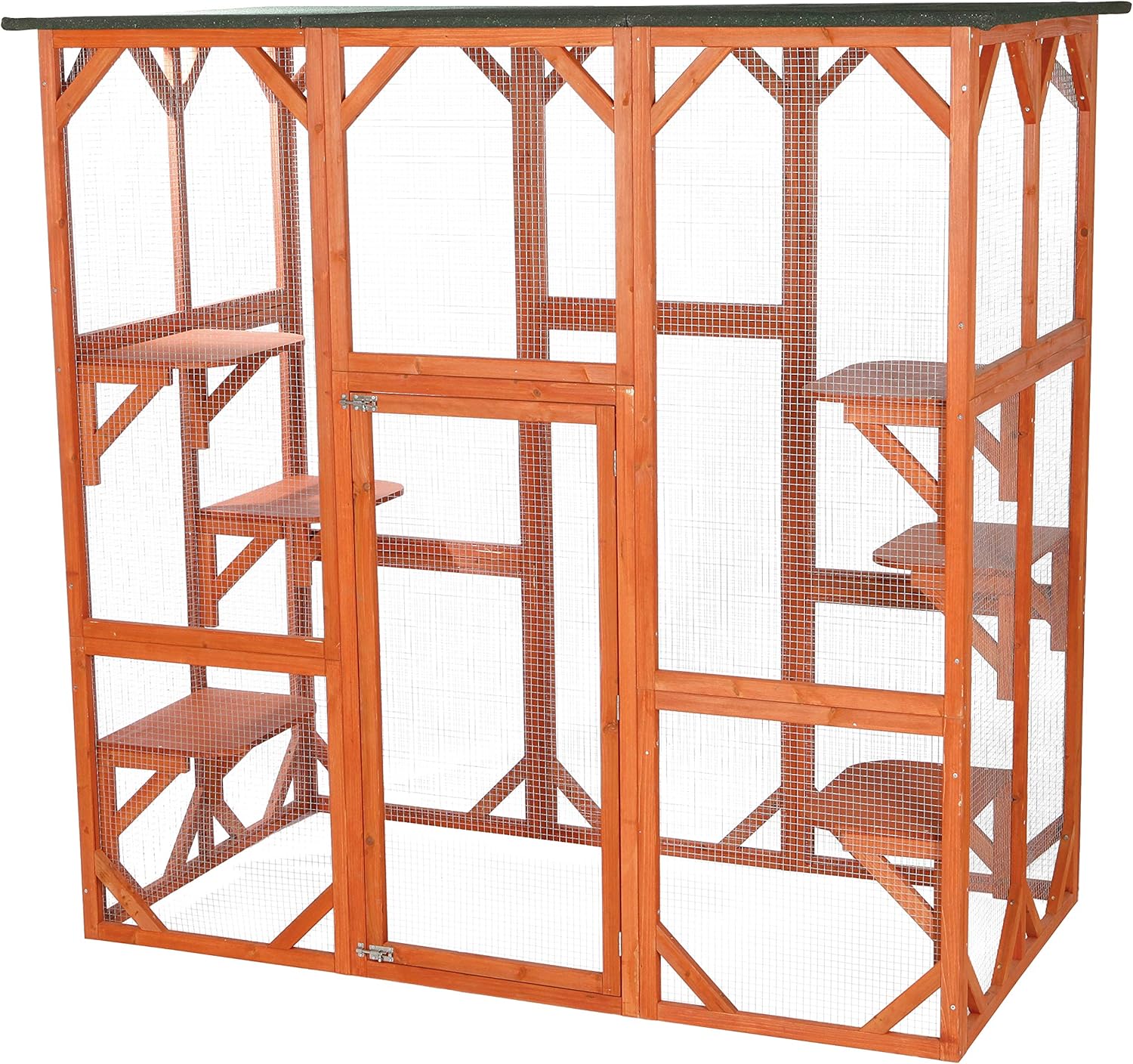 TRIXIE Outdoor Catio, Cat Enclosure with Roof, Large Cat Playpen with Platforms, Cat House, Cat Cage, Run-71 Inch