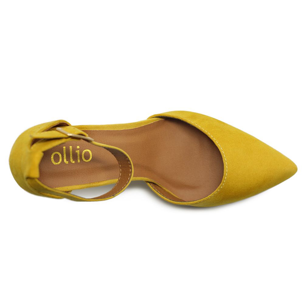 Ollio Women's Shoes Pointed Toe Ankle Straps Chunky Heels Pumps H95