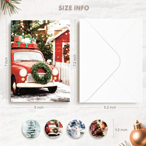 Christmas Cards- Boxed Christmas Cards with Envelopes & Stickers- Holiday Bulk Greeting and New Years Card Assortment- Set of 20- Perfect to Send Warm Holiday Wishes to Friends and Family- 5