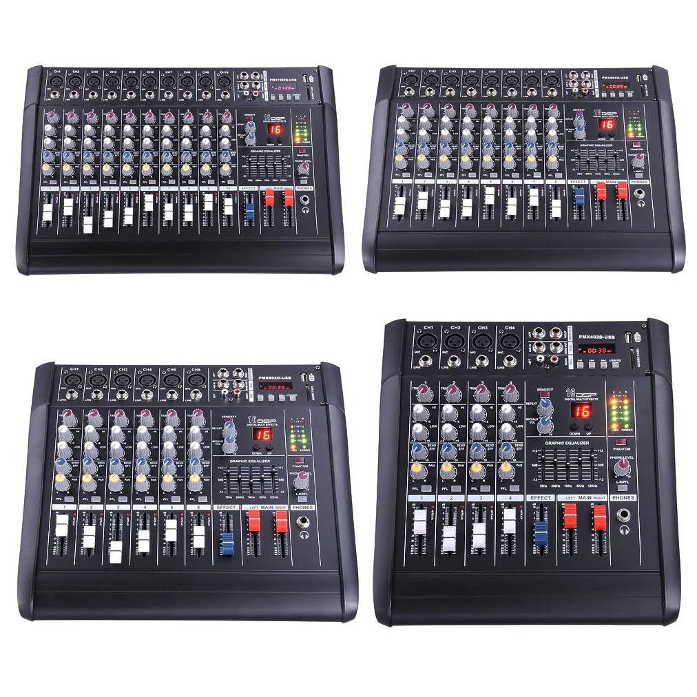 Pro 8 Channel Powered Mixer Power Mixing Amplifier Amp 16DSP w/ USB Slot