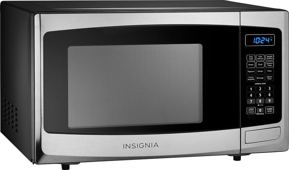 Insignia - 0.9 Cu. Ft. Compact Microwave - Stainless steel