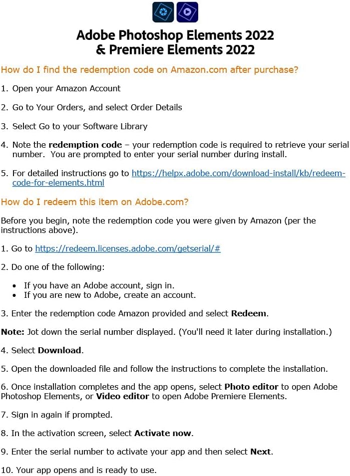 Adobe | Photoshop Elements 2022 | Windows PC Code | Software Download | Photo Editing | ​​Software Download | Photo Editing | Video Editing