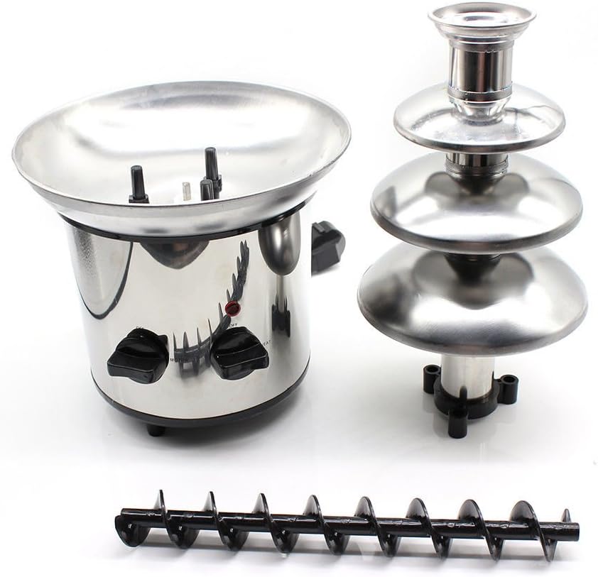 4-Tier Chocolate Fondue Fountain - Electric Stainless Steel Chocolate Melts Dipping Warmer Heated Melting Machine Commercial