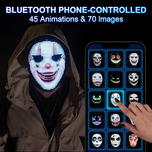 Gootus Face Transforming LED Mask with App Controlled - Halloween Costumes for Kids, Light Up Mask with Gesture Sensing, Boys Toys Gifts for Birthday Costume Christmas