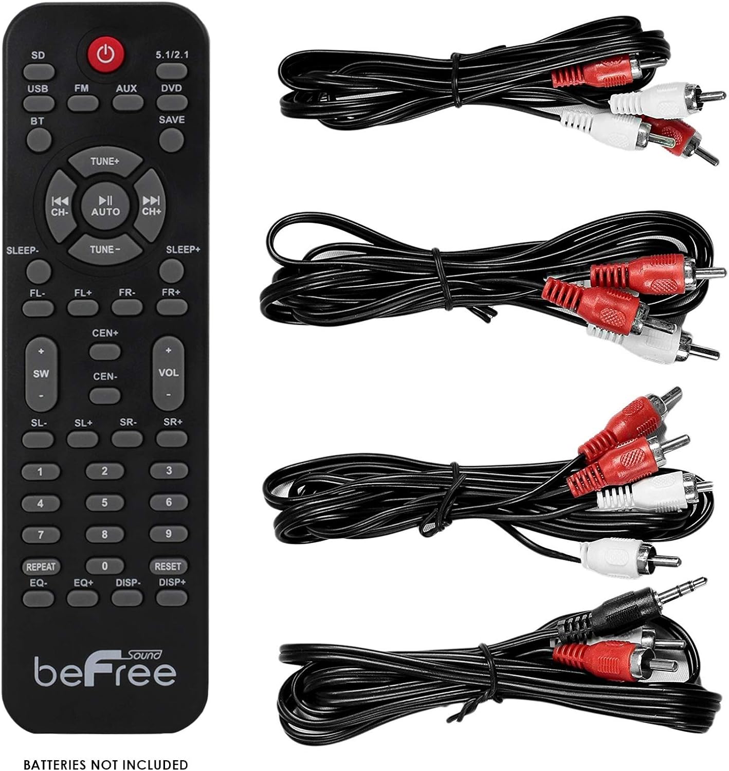 Be Free Sound 5.1 Channel Surround Sound Bluetooth Speaker System in Red with Remote Control, FM Radio, 4