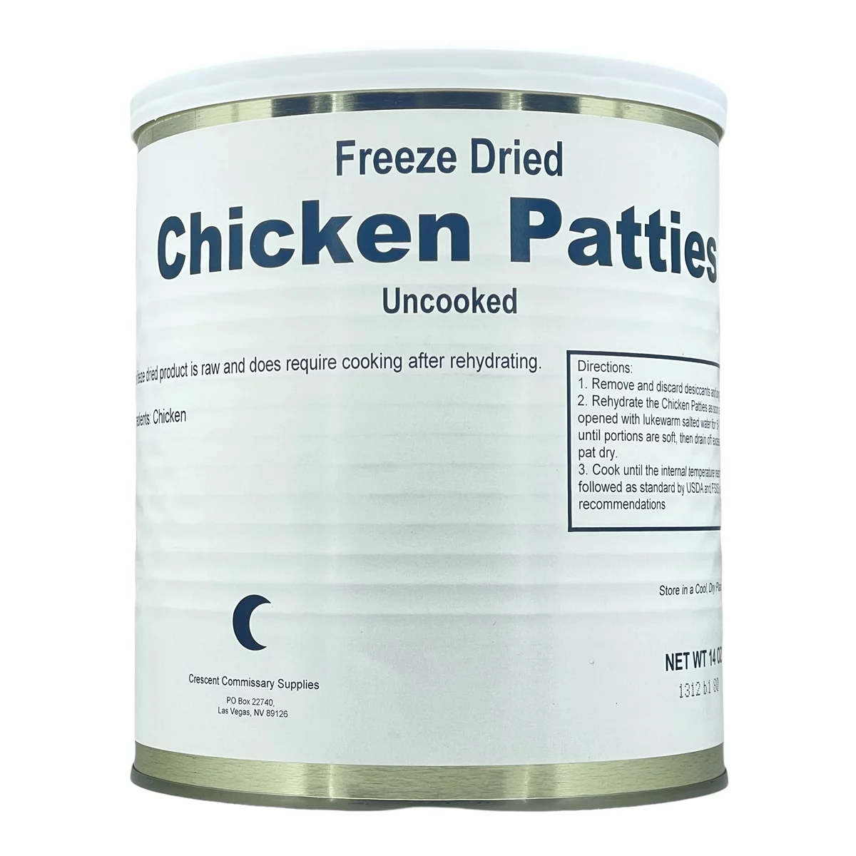 Military Surplus Uncooked Freeze Dried Chicken Patties 25 Plus Years Long Shelf Life Emergency Preparedness Survival Food for Camping and Backpacking #10 Can - 1 Can (15 Patties/28oz/Can) ✅