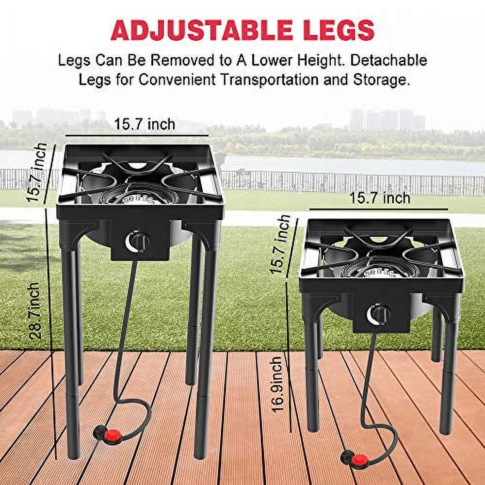 Kapas Outdoor & Indoor Portable Propane Stove, Single Burners with Gas Premium Hose, Detachable Legs for Backyard Kitchen, Camping Grill, Hiking Cooking, Outdoor Recreation