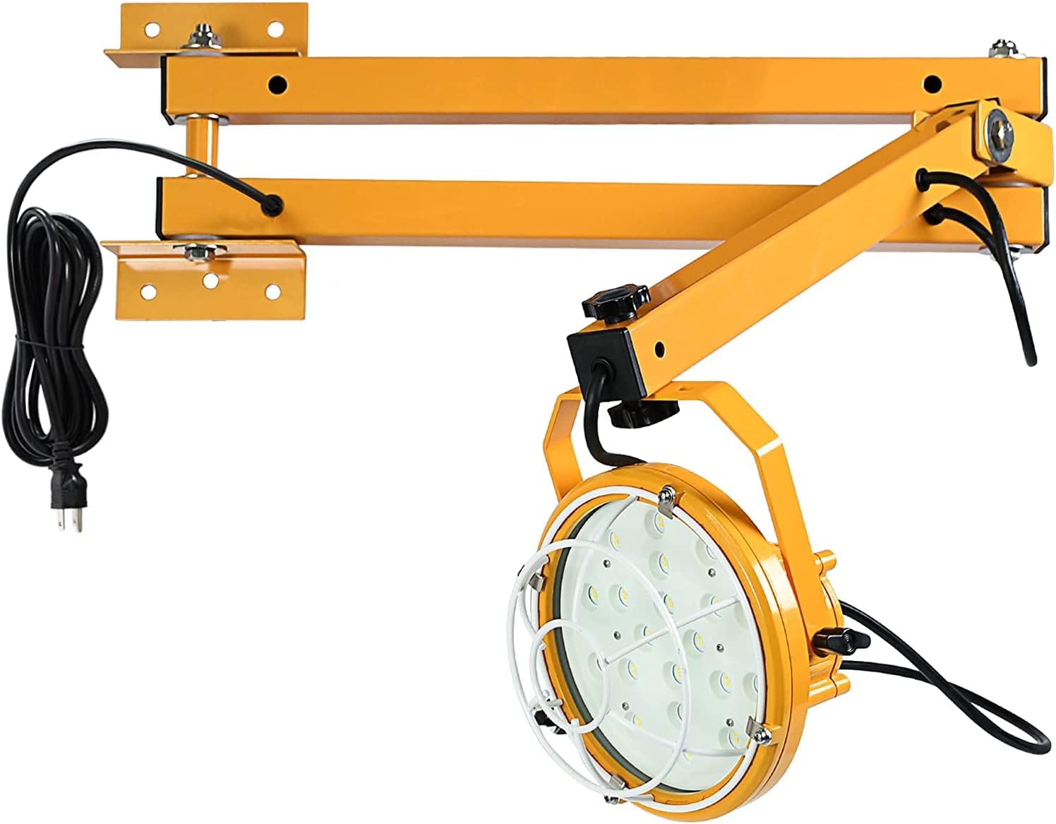 LED Loading Dock Light, Lawind LED Dock Light with Double Swing Arm, Heavy Duty Steel Loading Dock Mounting Arm, 360° Rotatable Construction Lights for Warehouse Work, Docks (50W Light & 40in Arm)