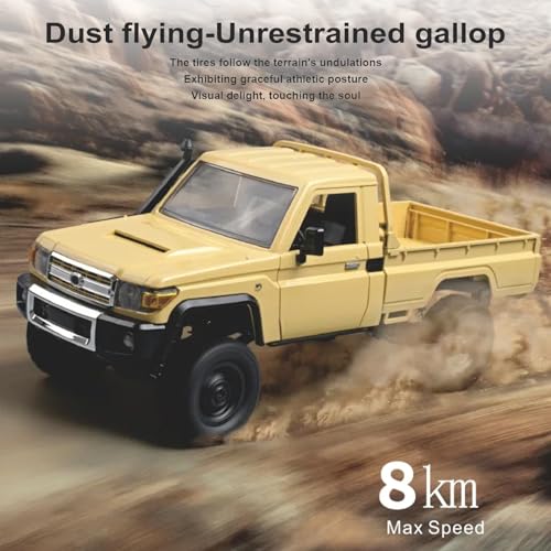 RC Truck 1/12 RC Rock Crawler, MN-82 4x4 Toyota Land Cruiser Remote Control Pickup Off Road RTR 2.4GHz Remote Control Rock Crawler Car Toy with Controllable Headlights 2 Batteries