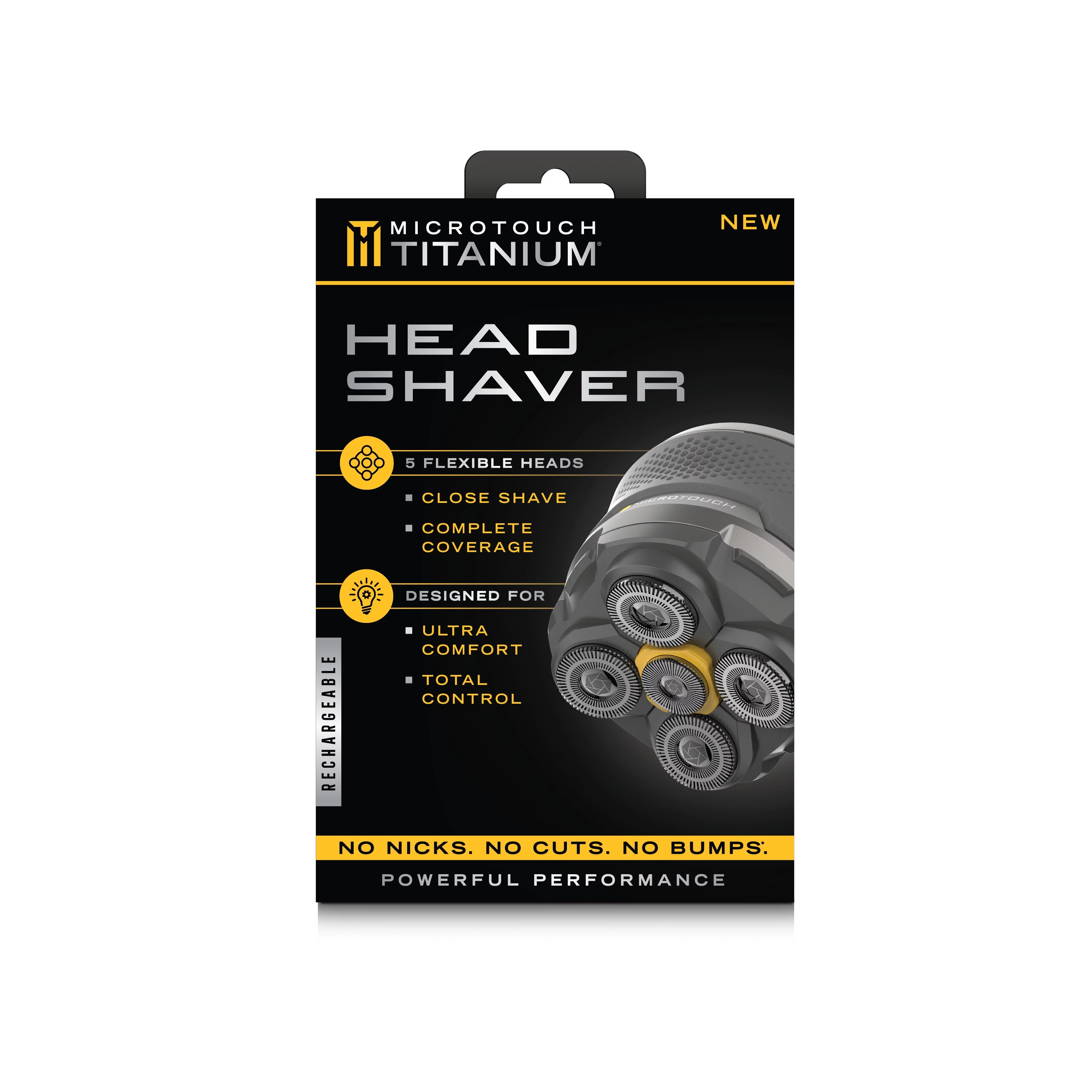 MicroTouch Men's Titanium Head Shaver, 5 Flexible Heads, Ultra Comfort, Black