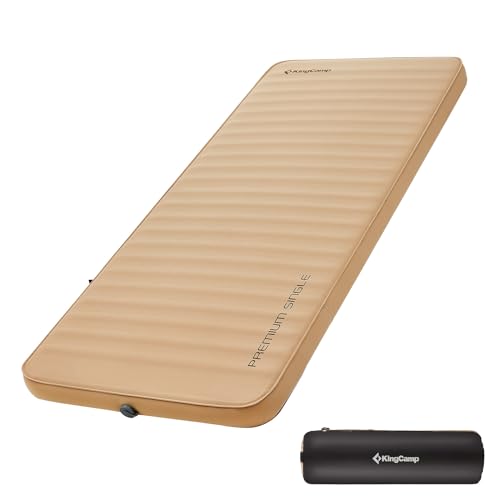 KingCamp Double Self Inflating Sleeping Pad with R Value 9.5, Camping Foam Air Mattress, Portable 3 Inch Large Thick for 2 Person, 79.1'' x 50.3'' x 3.0, Grey