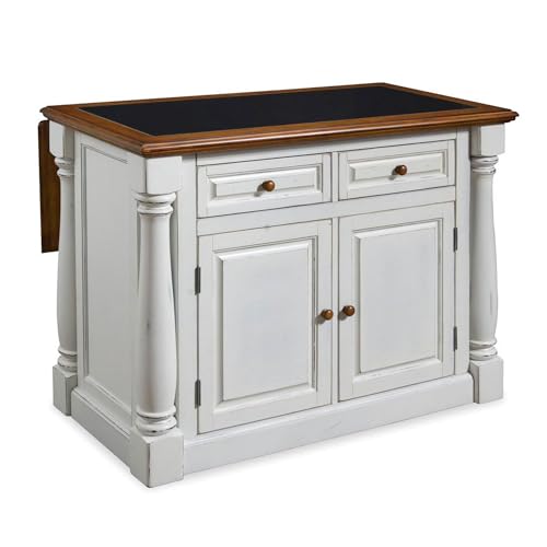 Homestyles Monarch Kitchen Island Set, With 2 Stools, Off-White