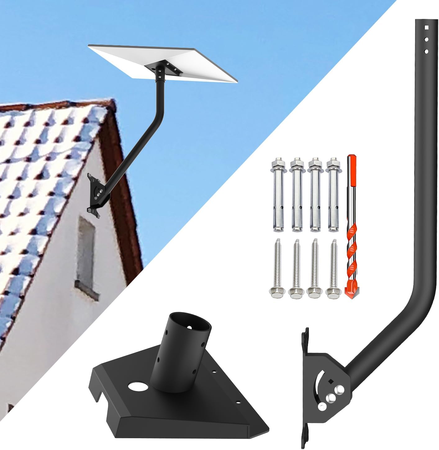 Starlink Gen 3 Mount, Adjustable Starlink Mounting Kit Compatible with V3 Starlink Standard Dish, Starlink Long Wall Mount for Starlink Internet Kit Satellite 【Include Starlink Gen 3 Pipe Adapter】