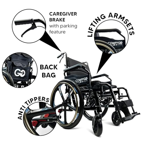 Lightweight Foldable Self Propelled Wheelchair - Self-Propelled Transfer Wheelchairs, 17.5