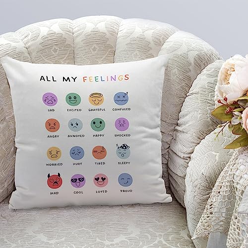 Mood Meter Pillow Covers - Cute Pillow with Multiple Expressions, Personalized Punch Needle Pillow, Interesting Mood Regulation Scale, Personalized Gifts for Women, Pillow Covers 20x20