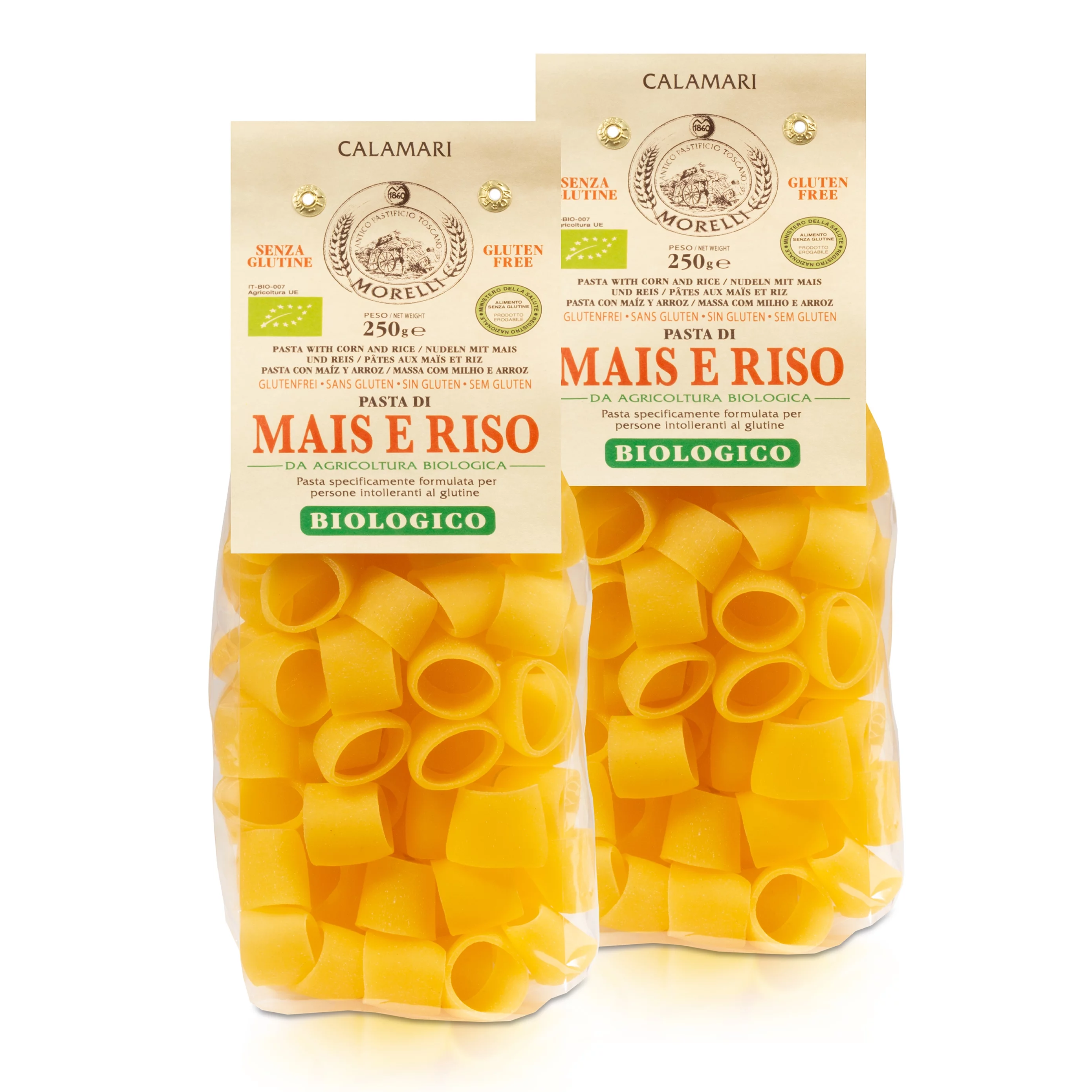 Morelli Calamarata Pasta Made with Rice & Corn, Gluten Free 8.8oz/250g (2 pack)