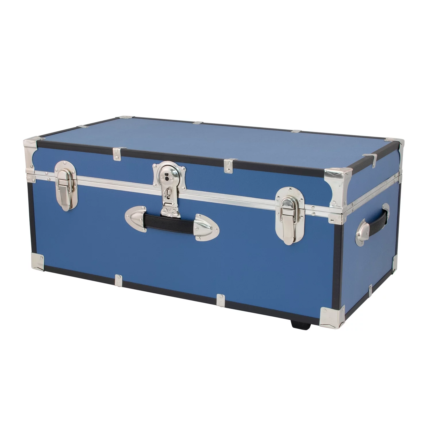 Seward Trunks Adult Wood Trunk with Wheels and Lock in Mist Blue - Radiant Selections