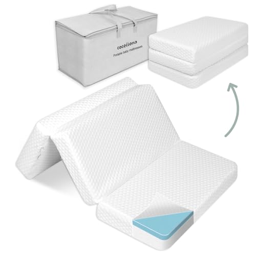 Pack and Play Mattress, 38x26 Trifold Pack n Play Mattress with Removable Cover, Dual-Sided Firm Support & Comfort Memory Foam Portable Travel Crib Mattresses for Baby Toddler