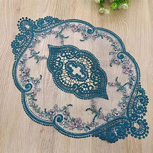 2 Pack 12x18-in Retro Lace Placemats, French Crochet Doilies, Handmade Embroidered Table Mats, Place Mats Cup Mat Placemats, Black