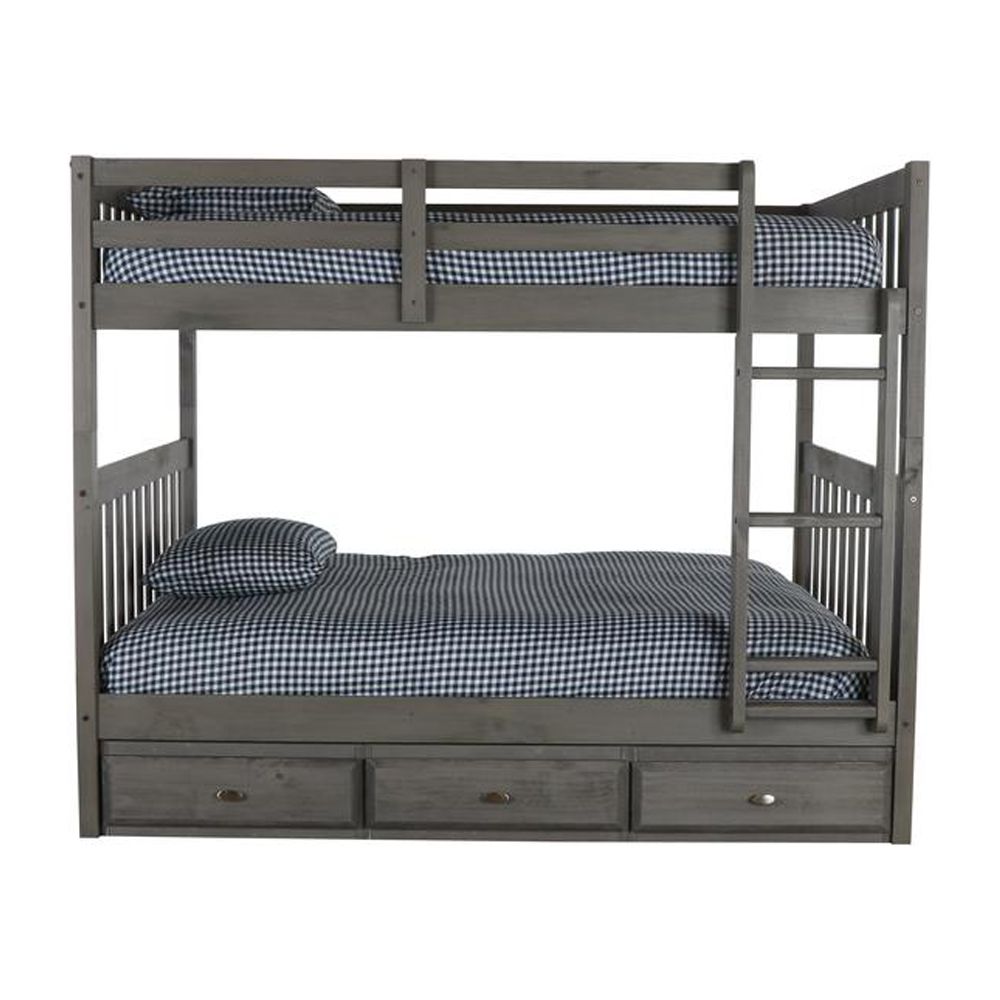 American Furniture Classics 3-drawer Wood Full over Full Bunk Bed in Charcoal