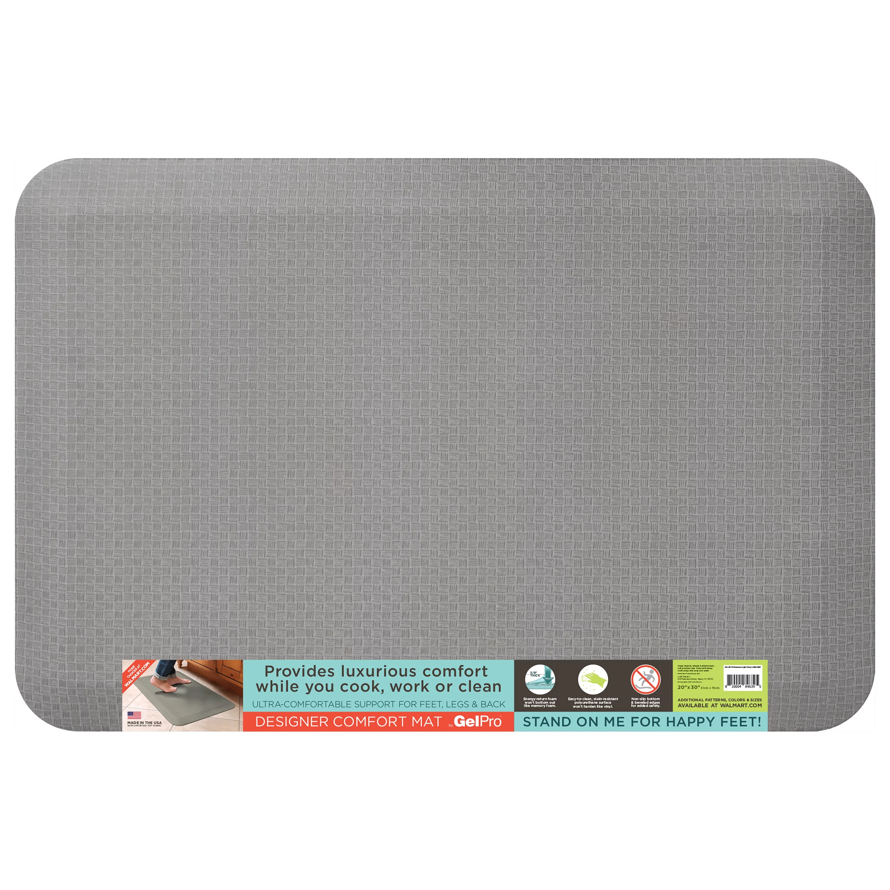 GelPro Flatweave Kitchen Floor Mat, Light Gray, 20