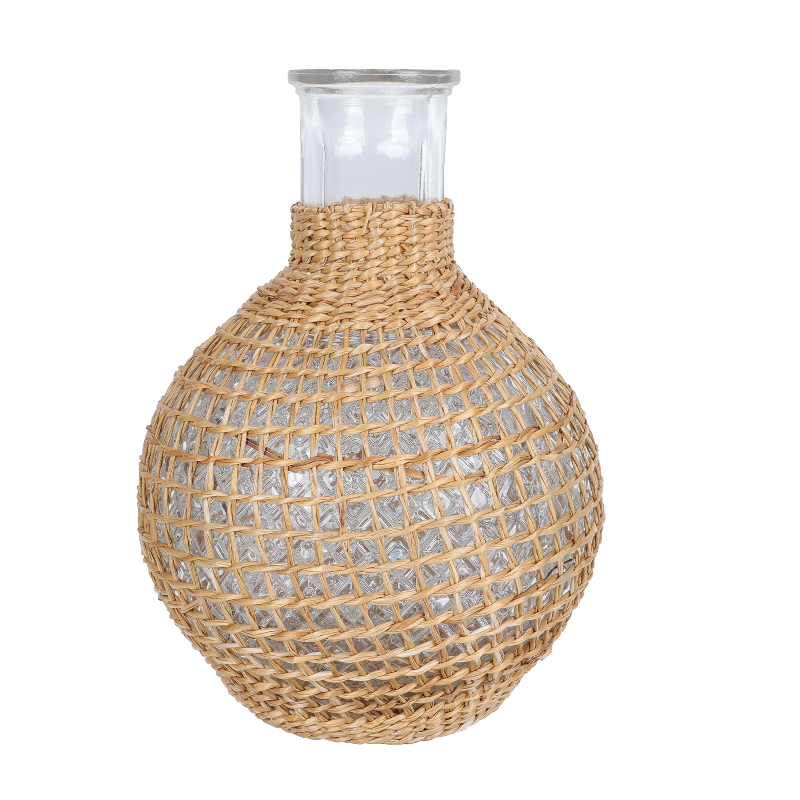 Rattan Glass Vase Clear Gold Terrarium Jar Vases Decoration Brown