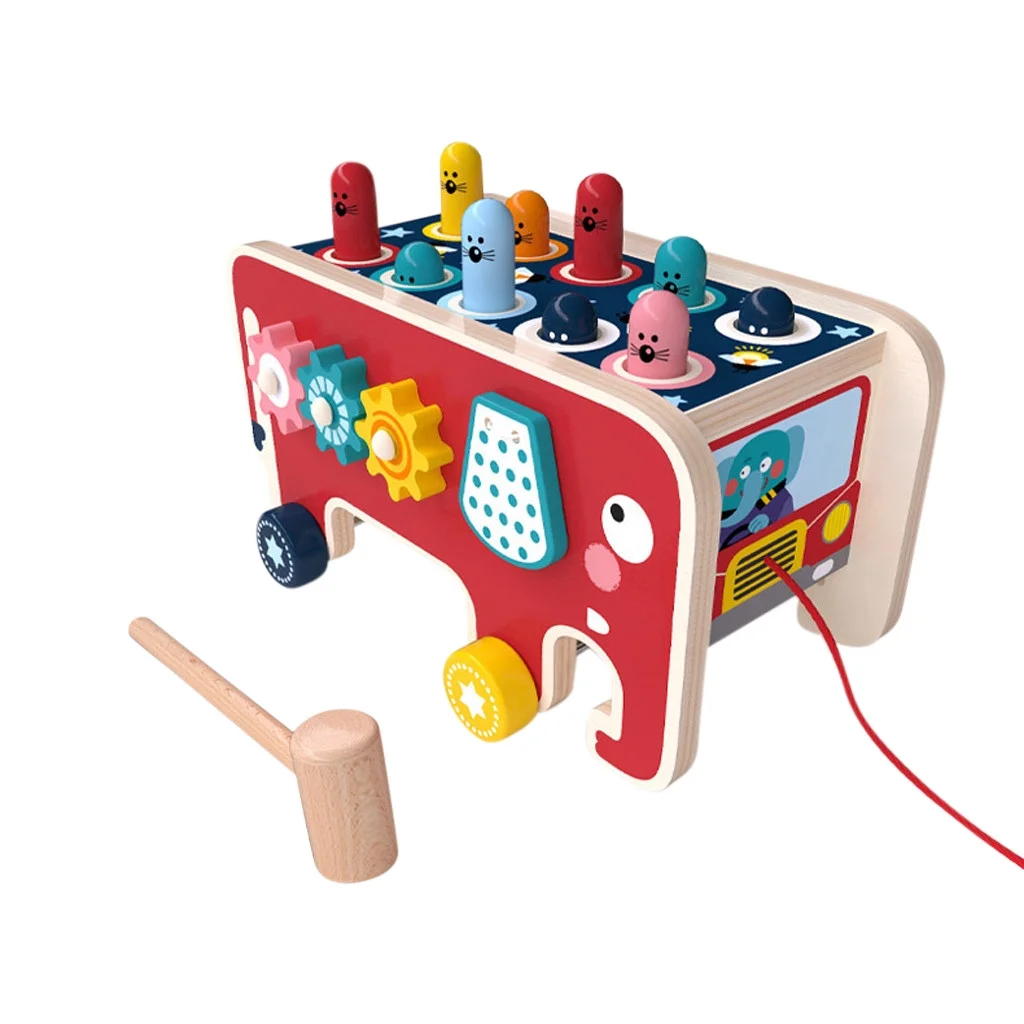 Wepro Colourful Wooden Whack-A- Game Early Educational Toys Kids Two Hammers