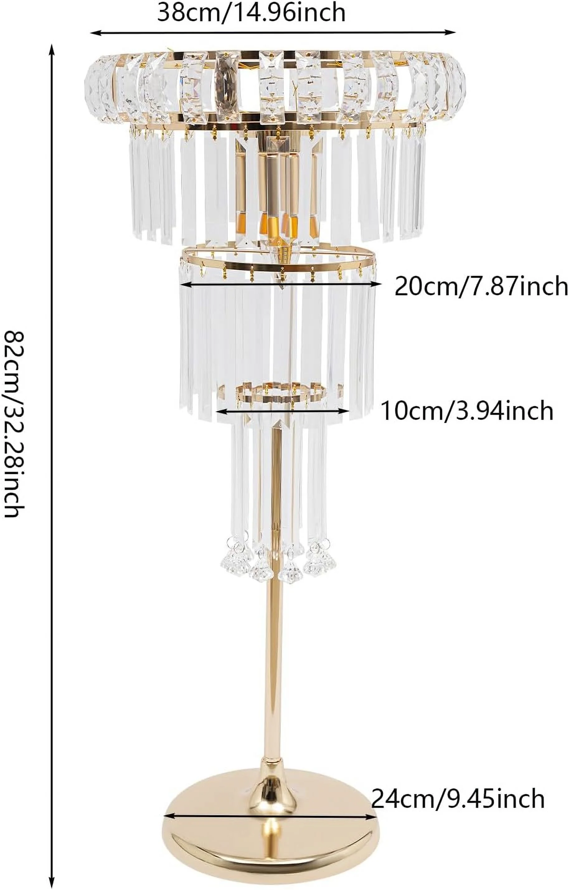 Wedding Gold Vases Centerpieces, Crystal Flower Stand with Hanging Crystals, 4-Tier Round Chandelier Pedestal Stand, Flower Stand Wedding Centerpieces Flower Stand (4 Tiers,Gold)