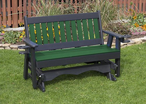 5FT-Bright RED-Poly Lumber Mission Porch Glider with Cupholder arms Heavy Duty Everlasting PolyTuf HDPE - Made in USA - Amish Crafted