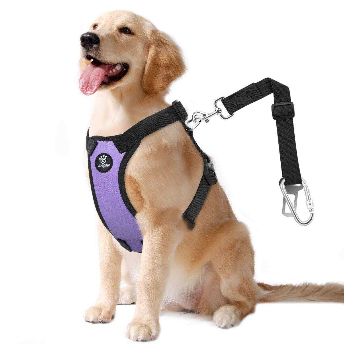 VavoPaw Dog Vehicle Safety Vest Harness, Adjustable Soft Padded Mesh Car Seat Belt Leash Harness with Travel Strap and Carabiner - Pet Supplies online store