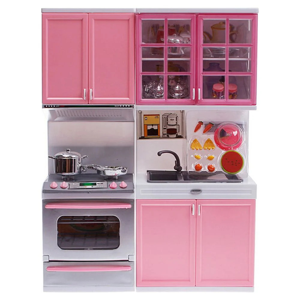 Fridja Mini Kids Kitchen Pretend Play Cooking Set Cabinet Stove Girls Toy, 12.5 x 9.5 x 3 inch