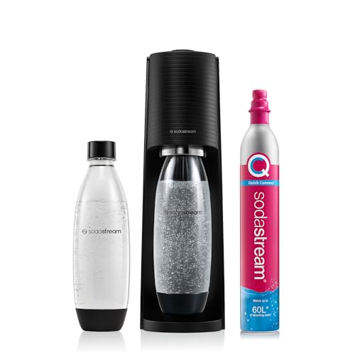SodaStream Terra Sparkling Water Maker, Sparkling Water Machine & 1L Fizzy Water Bottle, Retro Drinks Maker w. BPA-Free Water Bottle & Quick Connect Co2 Gas Bottle for Home Carbonated Water - White