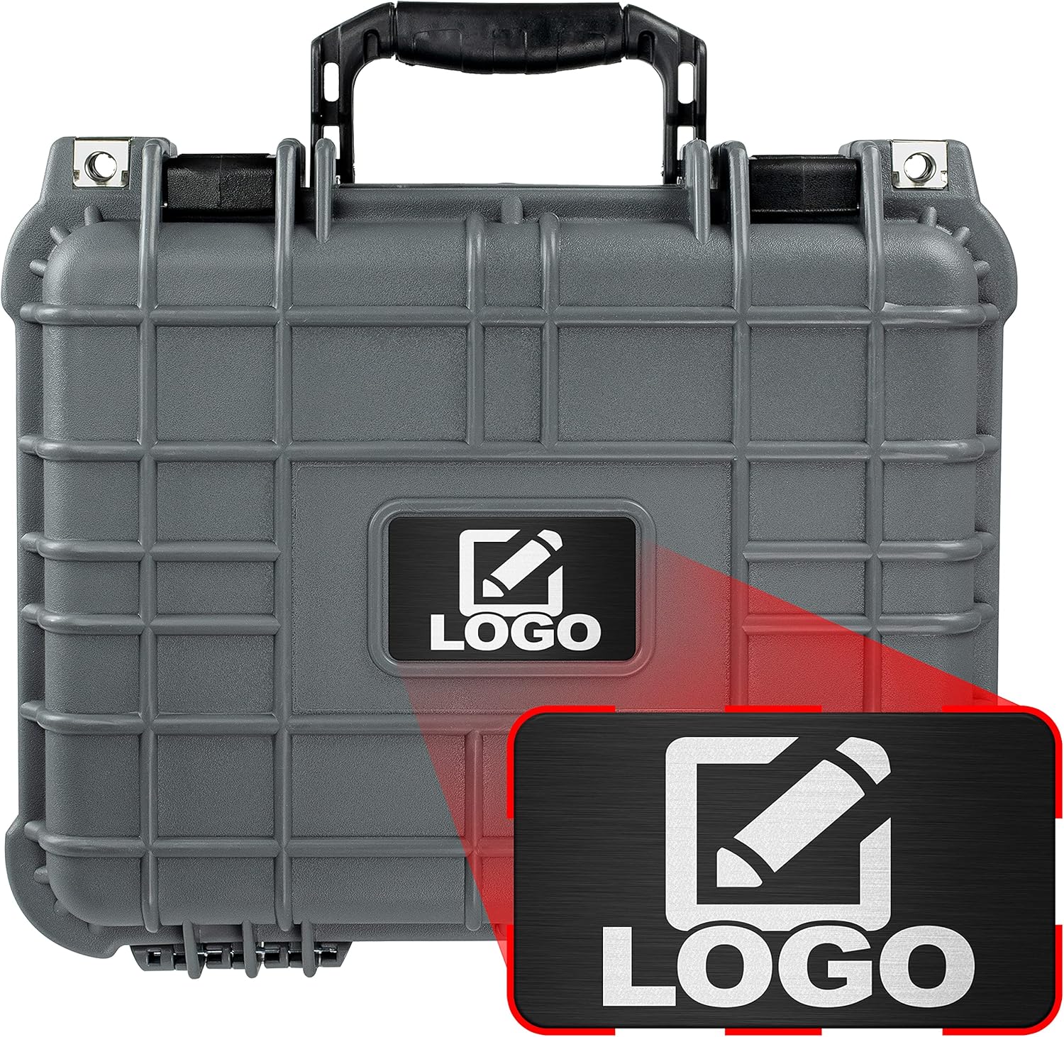 Eylar Protective Gear and Camera Hard Case with Custom Logo Plate, Waterproof & Shockproof w/Foam TSA Approved 13.37 Inch 11.62 Inch 6 Inch (Neon Blue) Pack of 2