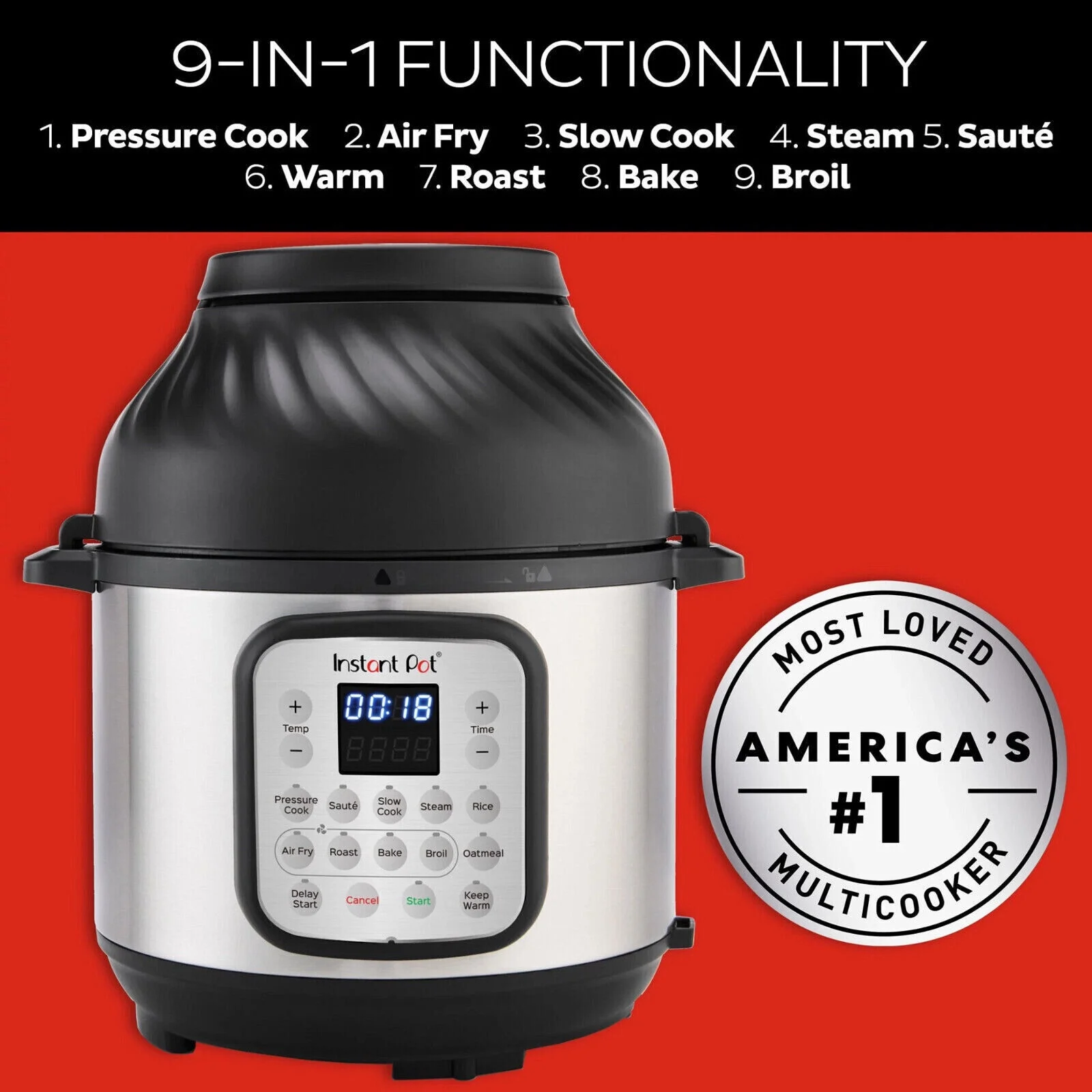 Instant Pot 112-0168-01 Cuisine Crisp 8-Quart Multi-Cooker & Air Fryer 9-in-1 Combo