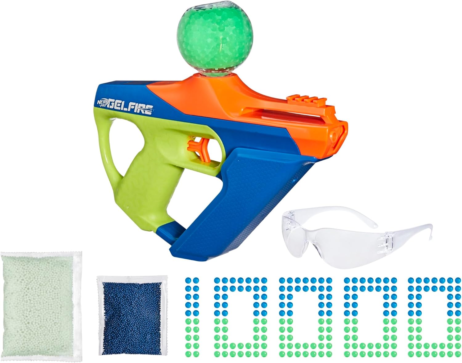 Nerf Pro Gelfire Nightfall Uproar Full Auto Blaster, 150 FPS, 10,000 Rounds, Glow in The Dark Blaster, Eyewear, Age 14+