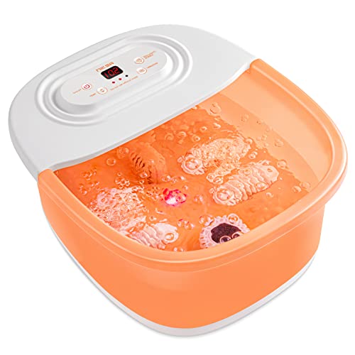 Niksa Foot Spa Bath Massager with Heat, Bubbles, Vibration and Red Light,4 Massage Roller Pedicure Foot Spa Tub for Feet Stress Relief,Foot Soaker with Mini Acupressure Massage Points(Blue)