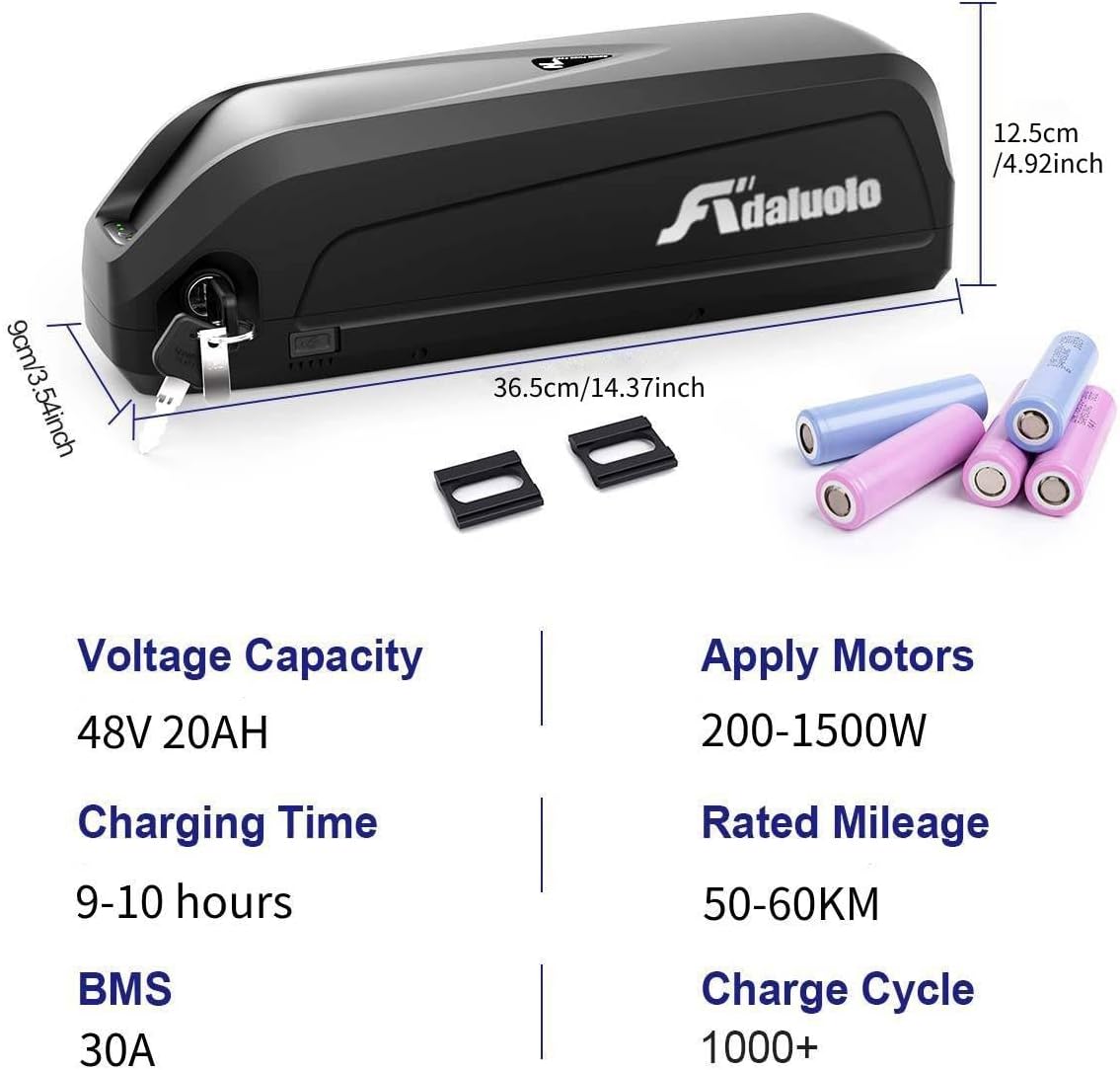 Ebike Battery, 48V 20AH Electric Bike Battery Pack Lithium ion Bicycle Battery with Charger, 5 Pin Base, Safe Lock for 500W 750W 1000W 1500W Motor (48V 20AH 5 Pin+USB (G80 Max Case))
