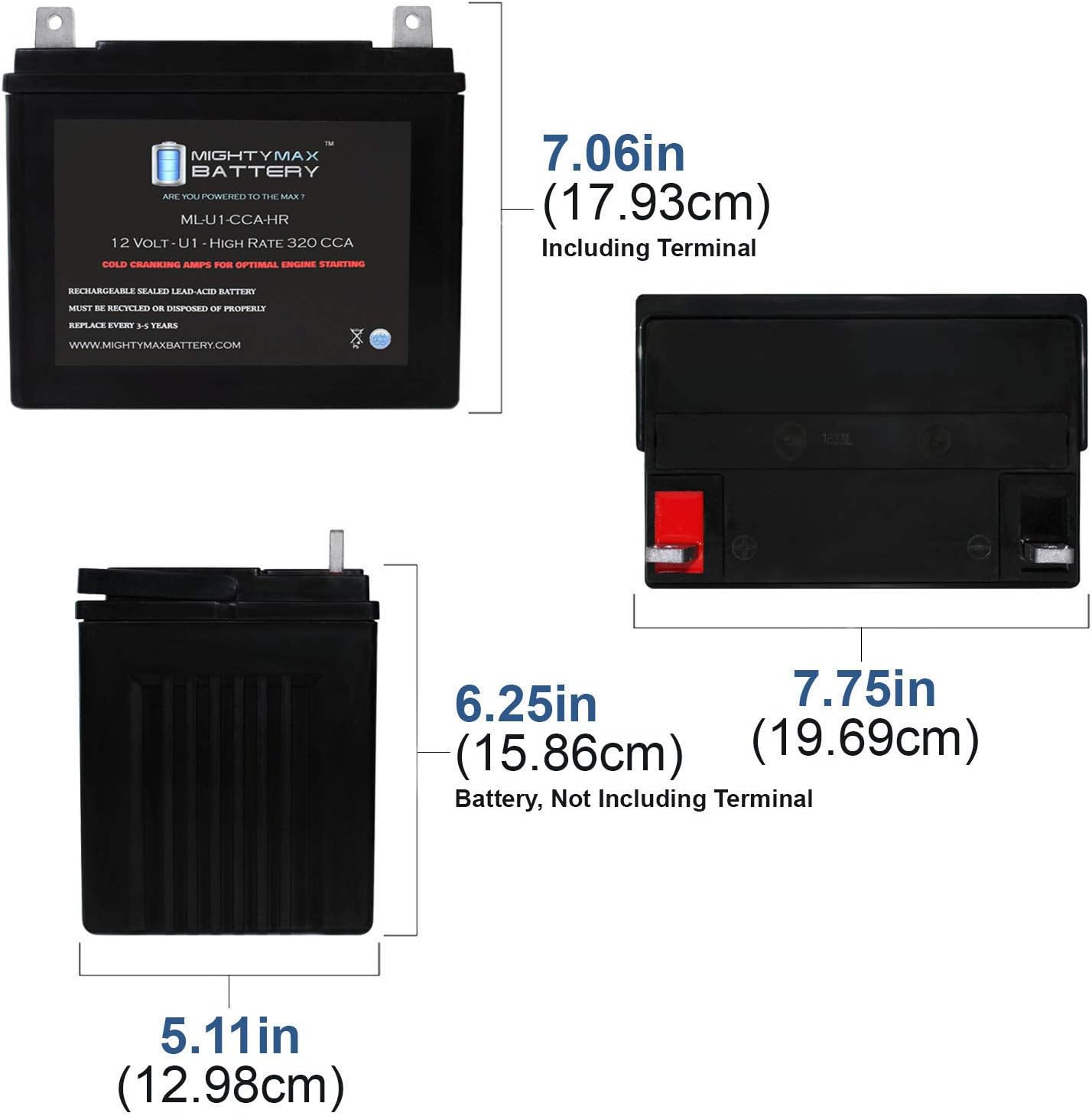 Mighty Max Battery ML-U1-CCAHR 12V 320CCA Battery for Cub Cadet Sit Down All Mower