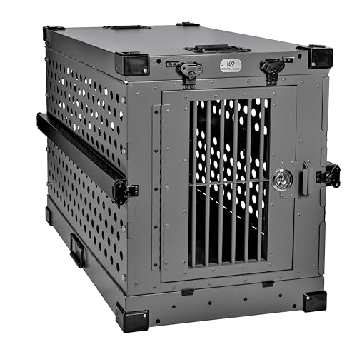 Heavy Duty Fully Collapsible Powder-Coated Aluminum Dog Crate - Medium (Black)