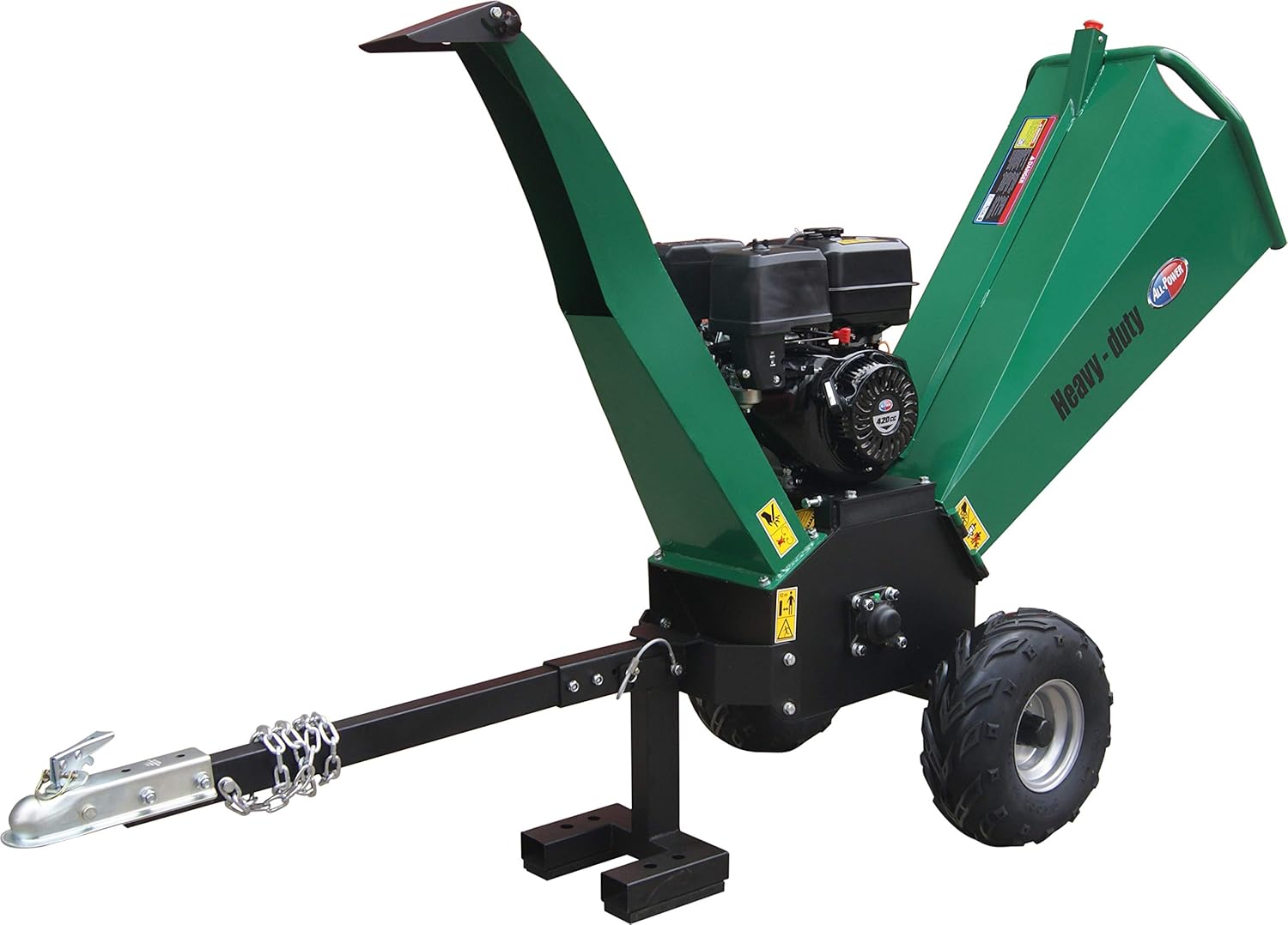 All Power America APWC420 Heavy Duty Durable Wood Chipper Shredder Mulcher-Max 6 Inch Cutting Diameter Capacity Gas Powered, 15HP 420cc, 6 inch, Green/Black