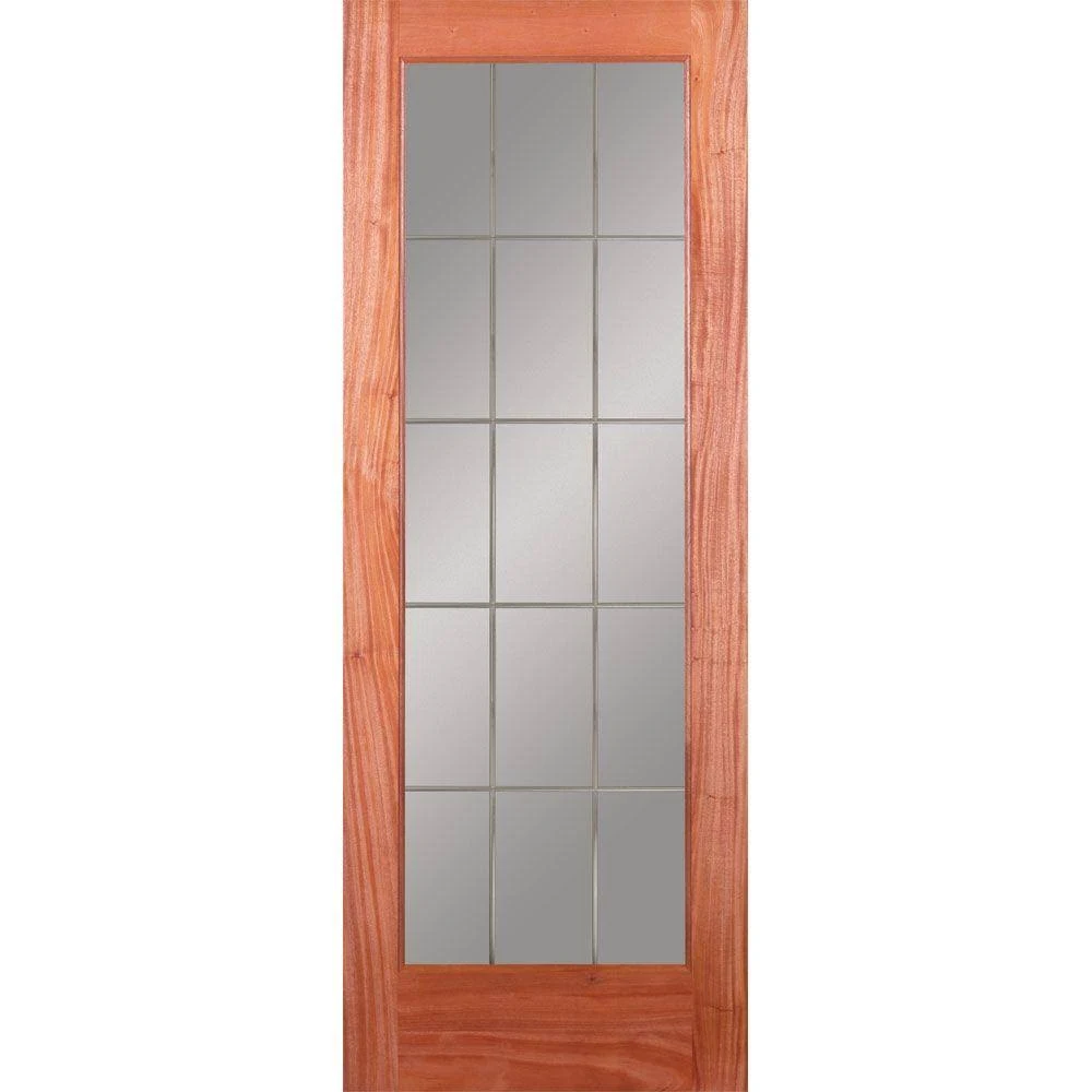 Feather River Doors 36 in. x 80 in. 15 Lite Illusions Woodgrain Unfinished Mahogany Interior Door Slab, Mahogany- Ready to Stain