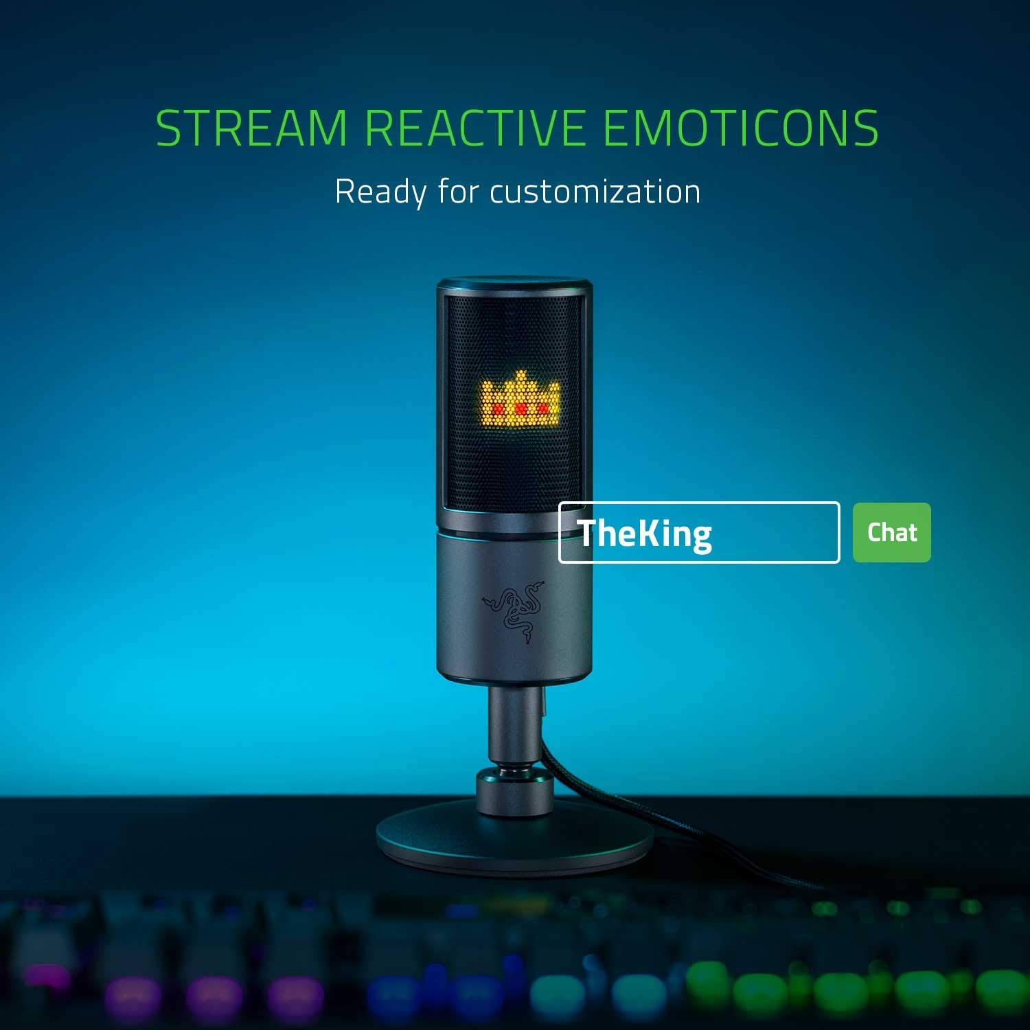 Razer Seiren Emote Streaming Microphone: 8-Bit Emoticon LED Display - Stream Reactive - Hypercardioid Condenser Mic