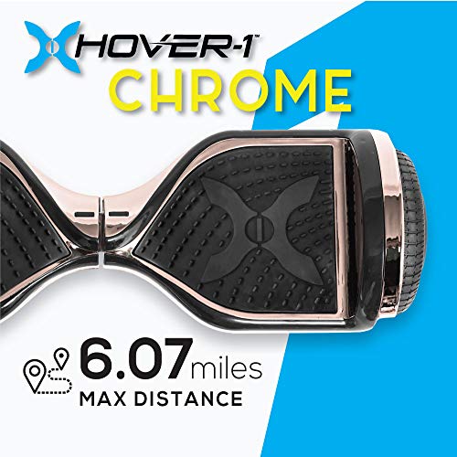 Hover-1 Chrome Electric Hoverboard | 6MPH Top Speed, 6 Mile Range, 4.5HR Full-Charge, Built-In Bluetooth Speaker, Rider Modes: Beginner to Expert