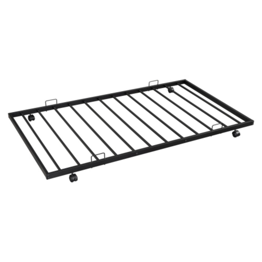 Daybed with Trundle Black + Metal