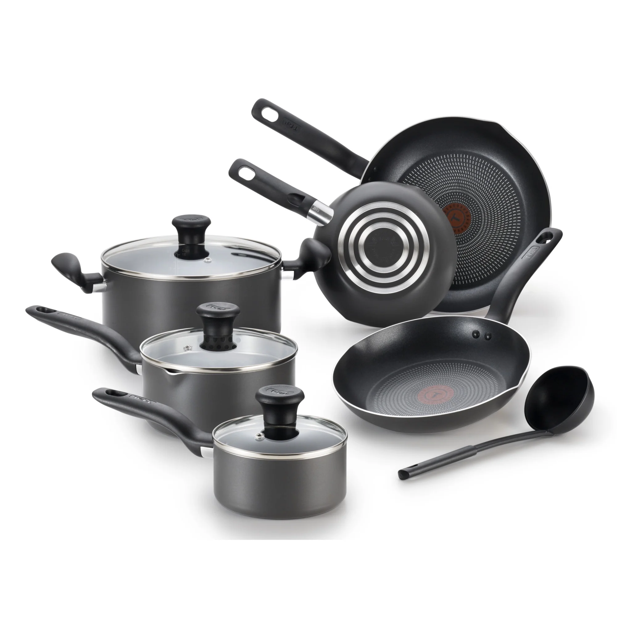 T-fal Initiatives, 10 Piece Non-Stick Cookware Set, Black