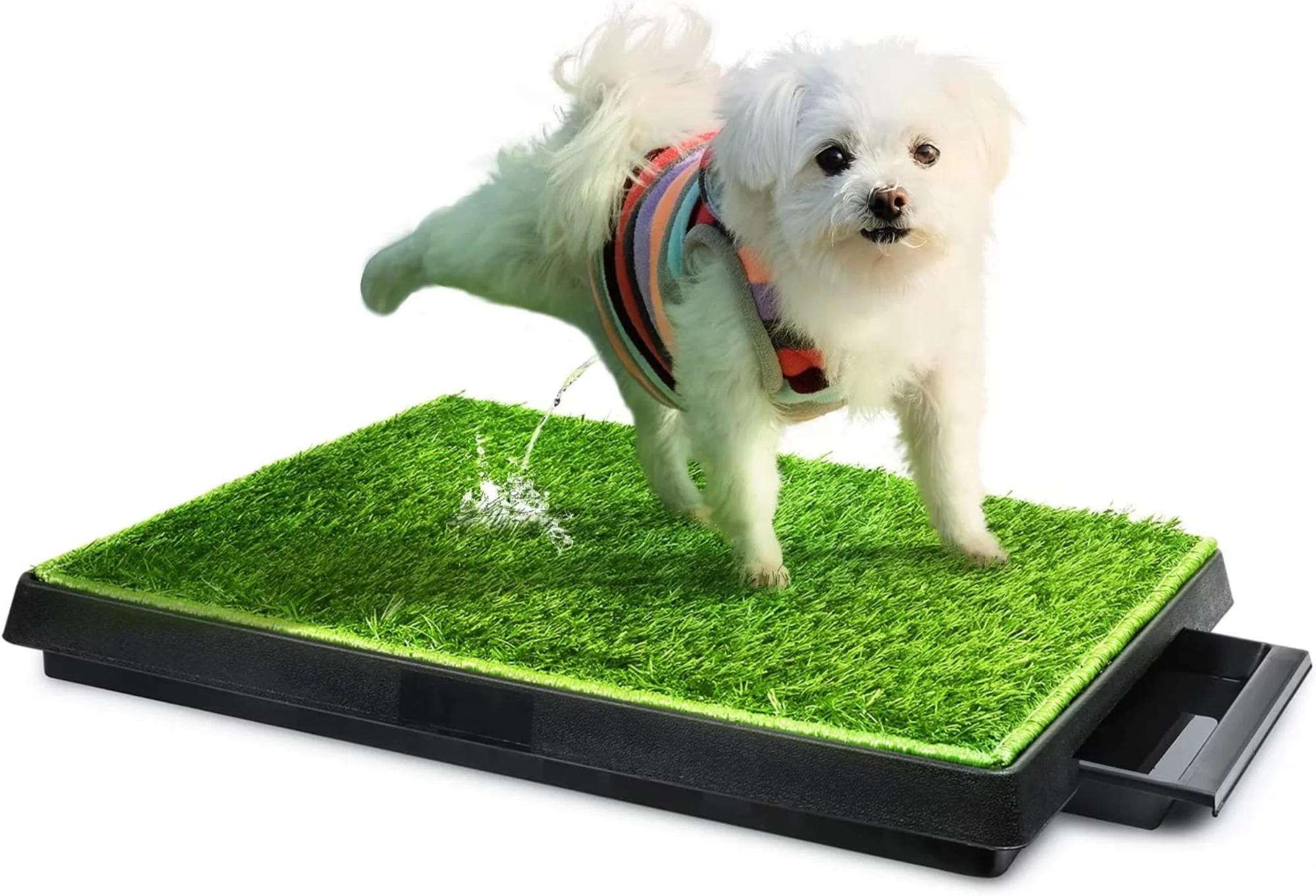 Hompet Dog Toilet Indoor Puppy Training Pad, Dog Potty Pet Training Grass Mat, Removable Waste Tray for Easier Clean Up, Artificial Turf, 25''x20''
