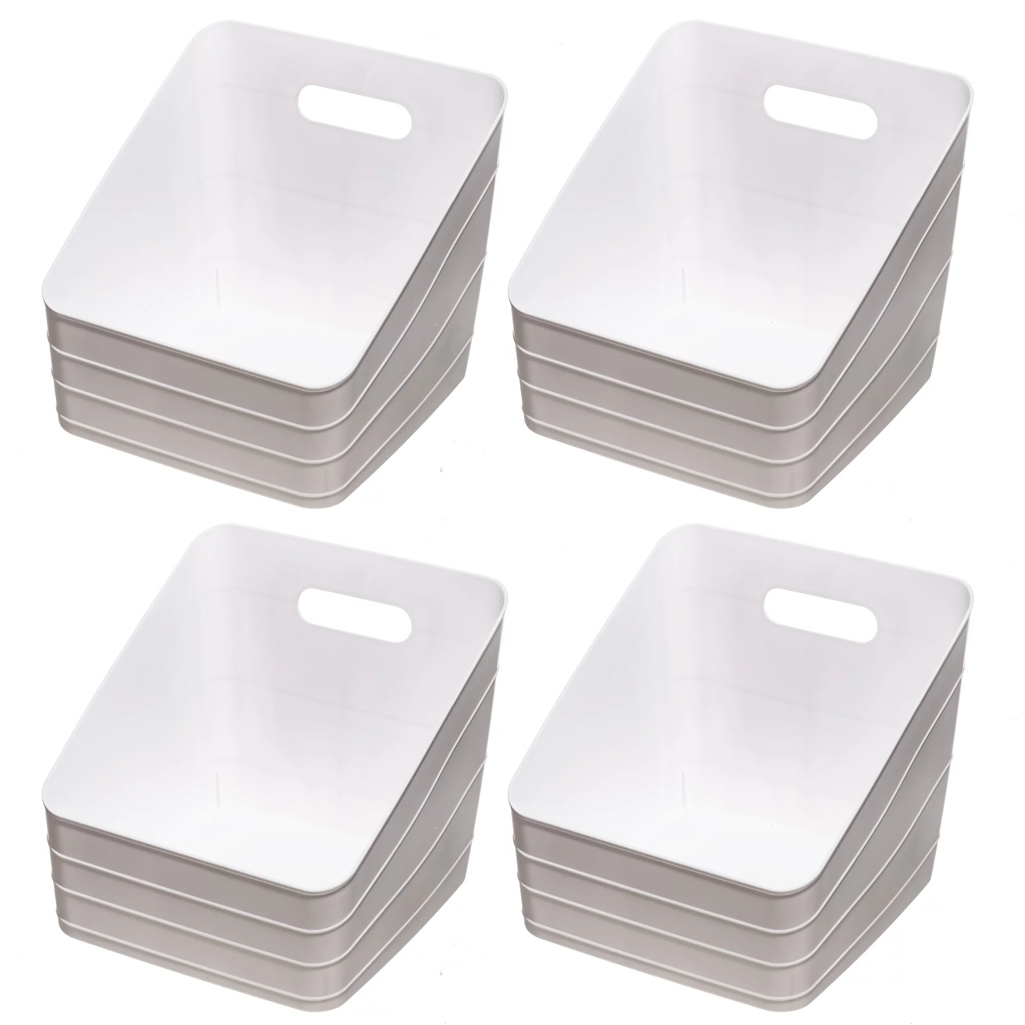 Mainstays Flexible Plastic Closet Bin, White, 4 pack