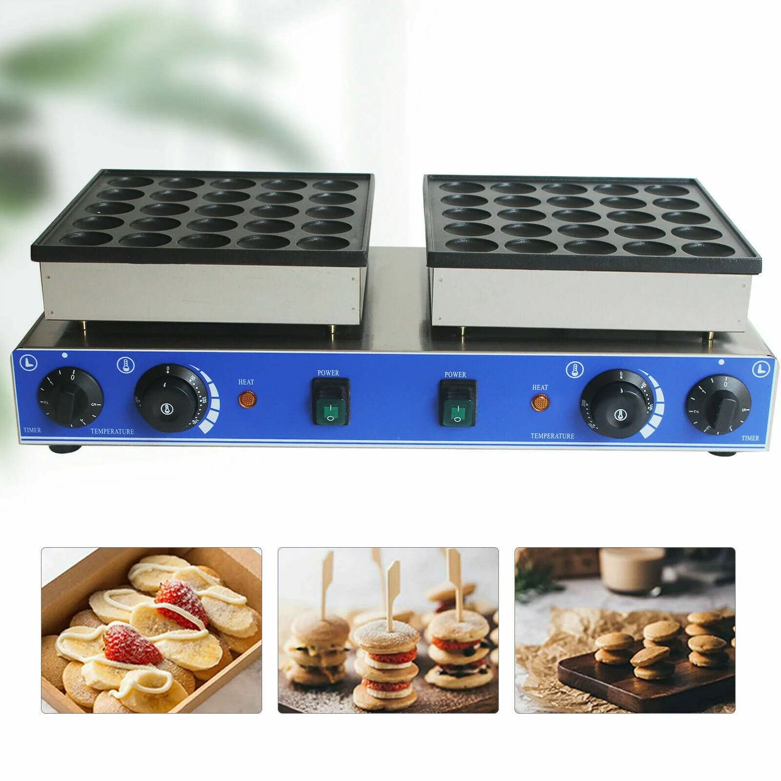 ANQIDI 1600W 25 + 25 Pcs Mini Stainless Steel Waffle Maker Electric Nonstick 1.7