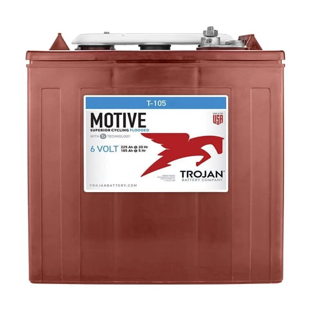 Trojan T-105 6V Volt Deep Cycle Golf Cart, Solar, Marine, RV and Industrial Use Battery 6 PACK