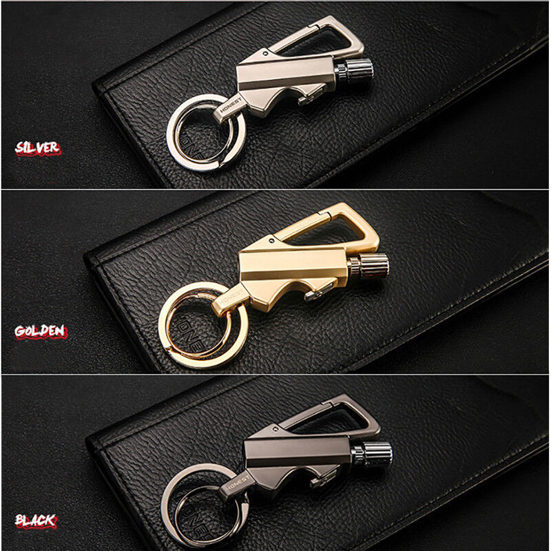 Lighter Metal Carabiner Bottle Opener Keychain Flint Fire Starter Permanent